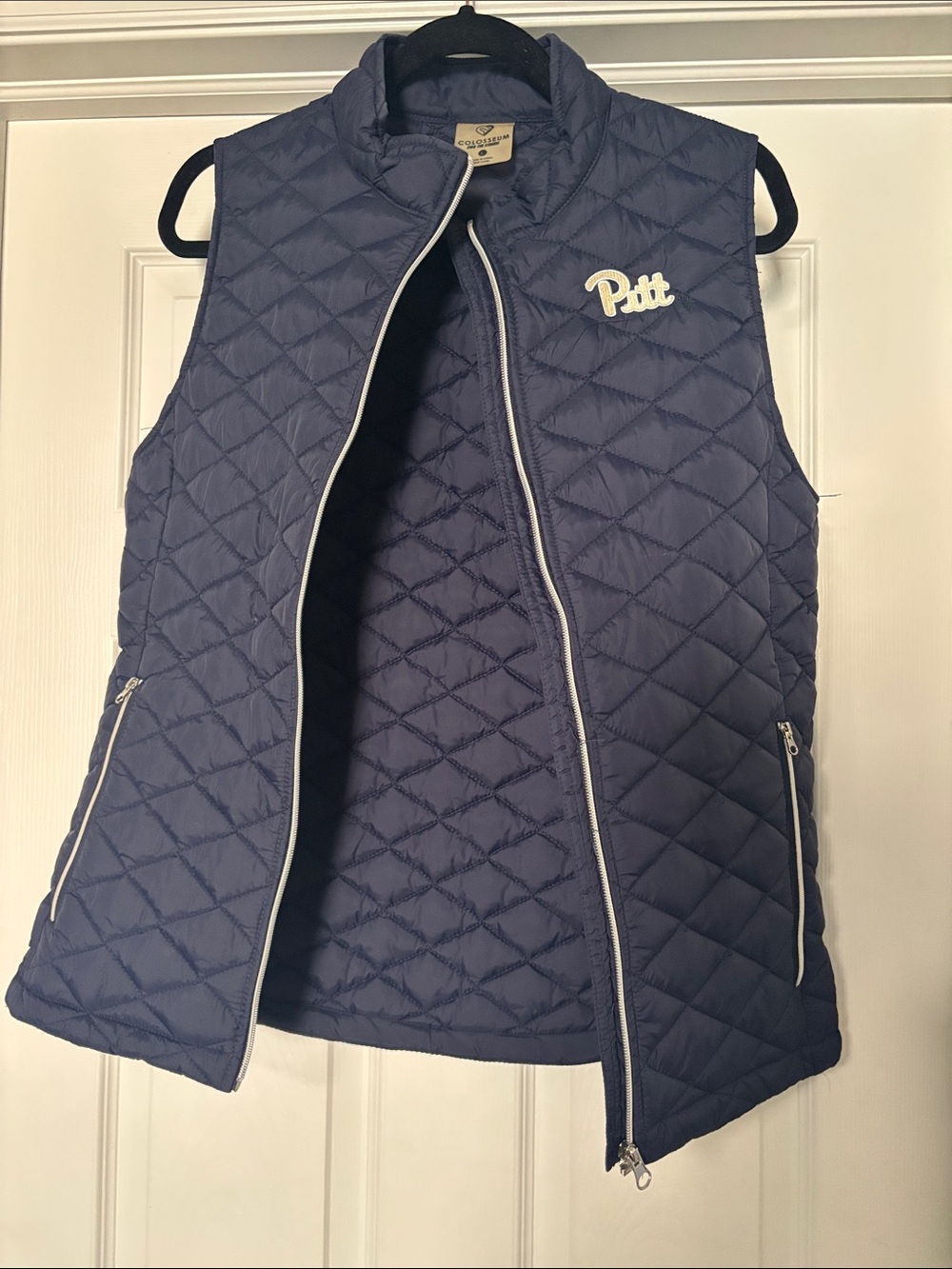 Colosseum Navy Quilted Vest with Pitt Logo